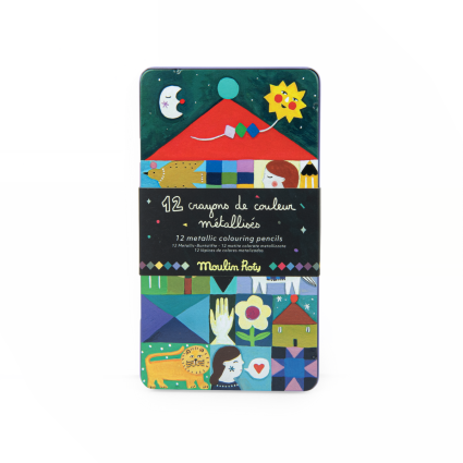 12 crayons de couleur metallises Les cometes filantes Moulin Roty