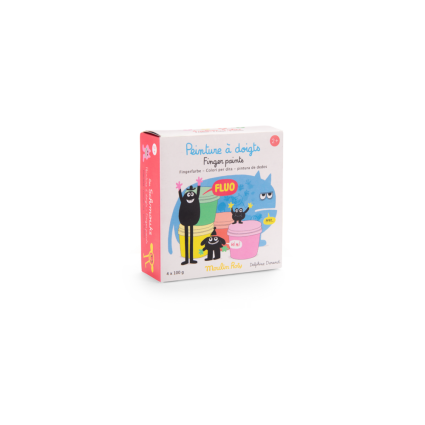 4 pots de peinture a doigts fluo Les Schmouks Moulin Roty
