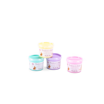 4 pots de peinture a doigts pastel Les Rosalies Moulin Roty