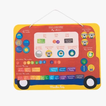 Calendrier magnetique 45 magnets Les Popipop Moulin Roty