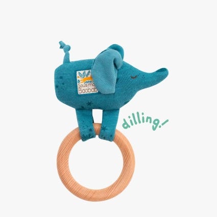Hochet anneau bois Elephant Sous mon baobab Moulin Roty