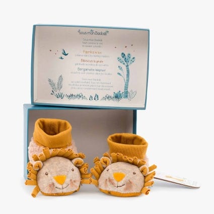 Chaussons bebe Lion Sous mon baobab Moulin Roty