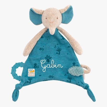 Doudou attache-tétine à broder Eléphant