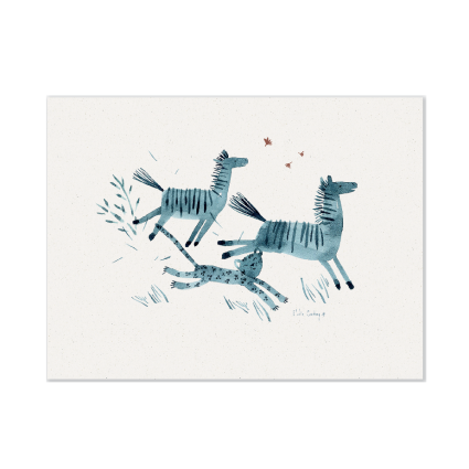 Affiche Zebres 30x40cm Sous mon baobab Moulin Roty
