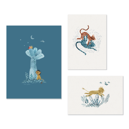 Set de 3 affiches Sous mon baobab Moulin Roty