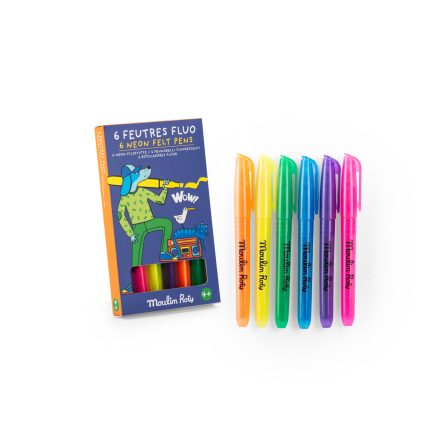 6 feutres fluo Les Loufoques Moulin Roty