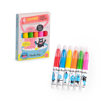 6 crayons multisurfaces Les Schmouks Moulin Roty