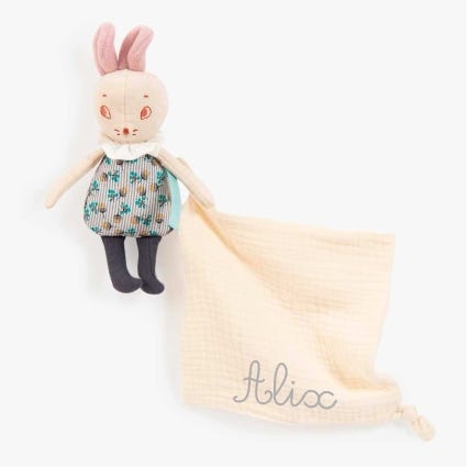 Doudou mouchoir à broder souris