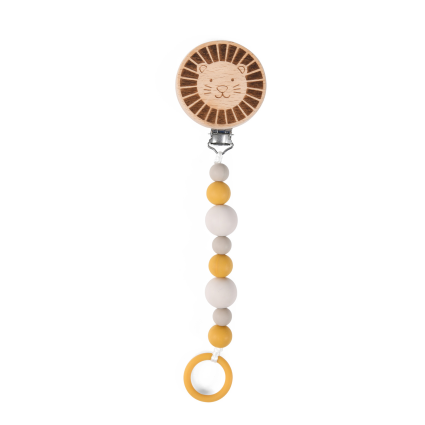 Attachetetine bois et silicone Lion Sous mon baobab Moulin Roty