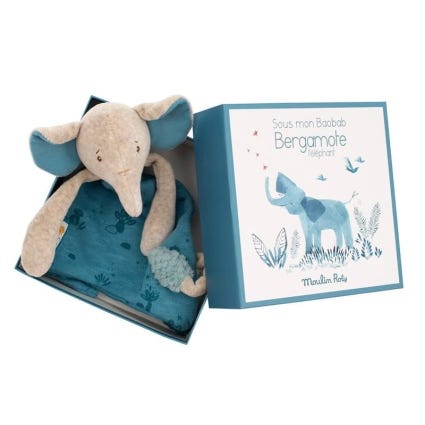 Doudou attache-tétine à broder Eléphant