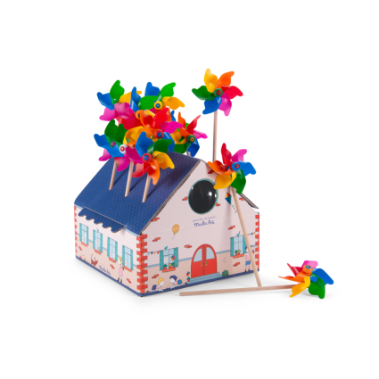 Moulin a vent multicolore avec pesentoir Aujourd'hui c'est mercredi Moulin Roty