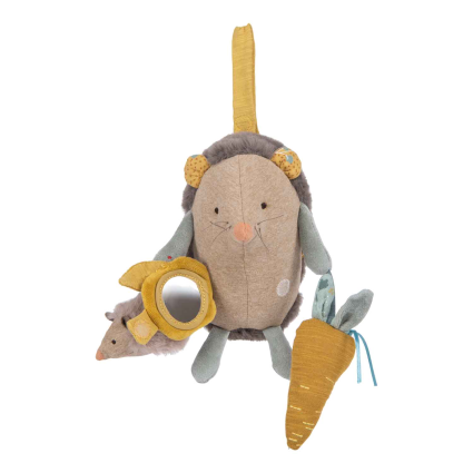 Peluche d'activites a suspendre Herisson Trois petits lapins Moulin Roty
