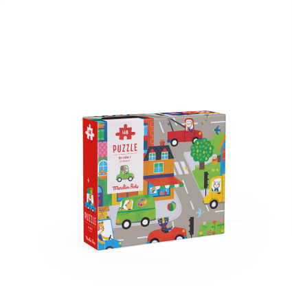 Puzzle En ville 48 pcs Les Popipop Moulin Roty