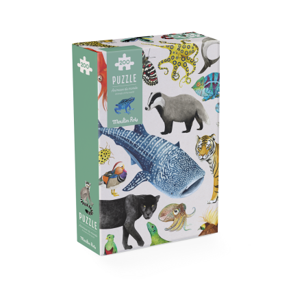 Puzzle Les animaux du monde 200 pcs Tout autour du monde Moulin Roty