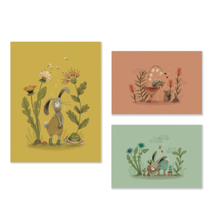 Set de 3 affiches Trois petits lapins Moulin Roty