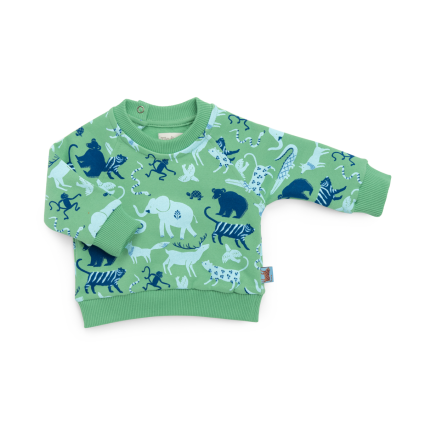 Sweat-shirt vert imprimé animaux