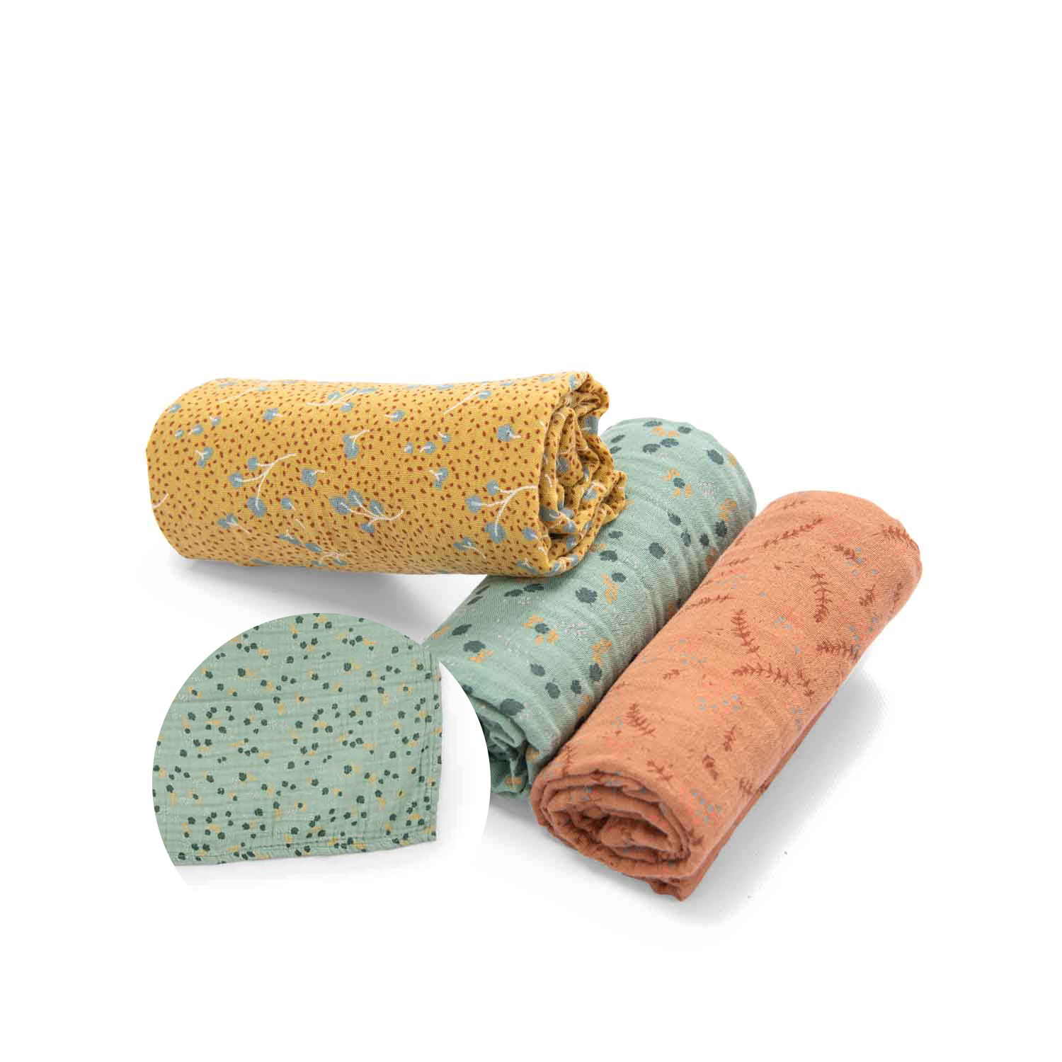 Set de 3 langes en coton bio Trois Petits Lapins Moulin Roty