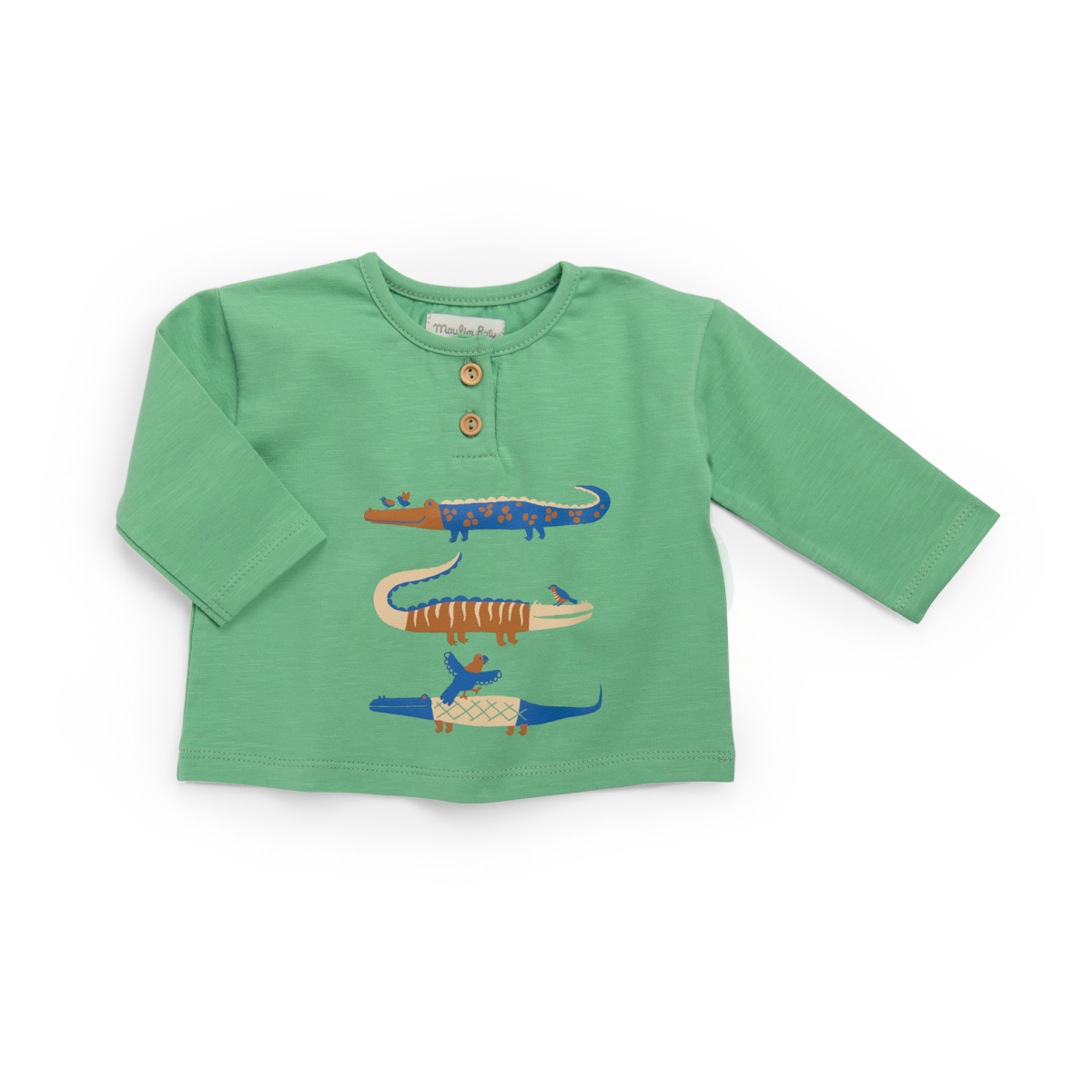 Tee-shirt vert imprimé Moulin Roty