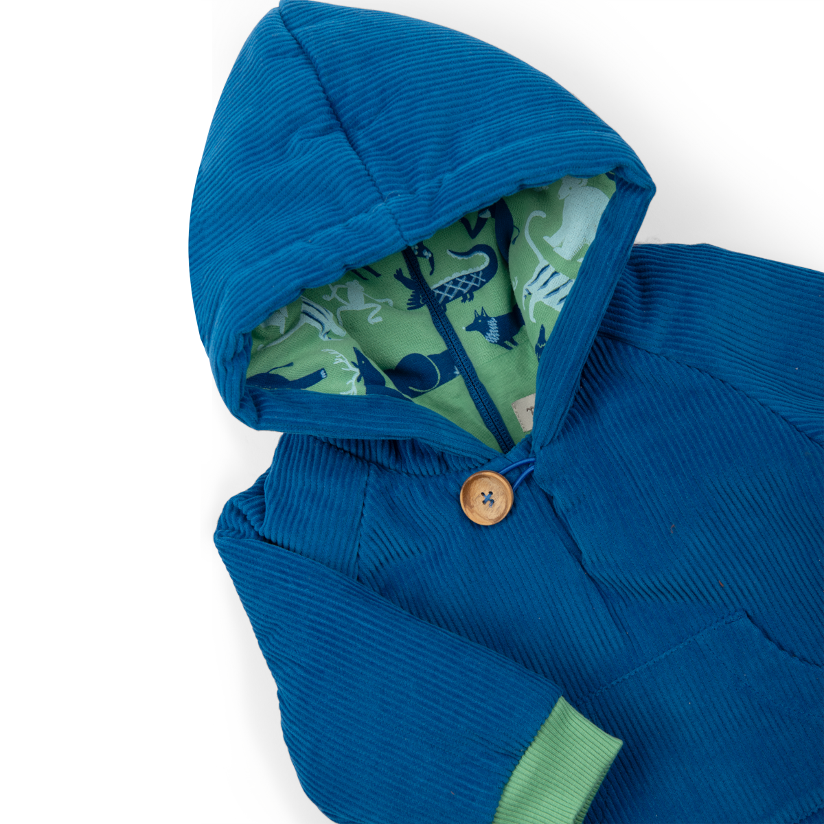Manteau velours côtelé bleu jersey 