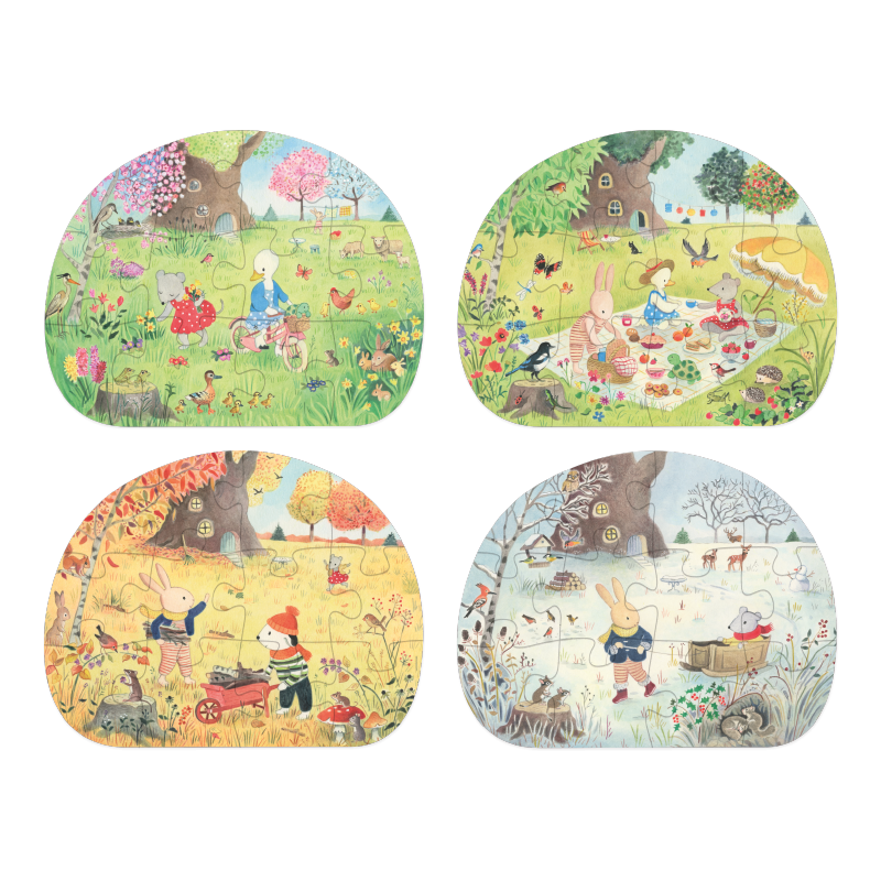 4 mini puzzles Des saisons 12 pièces