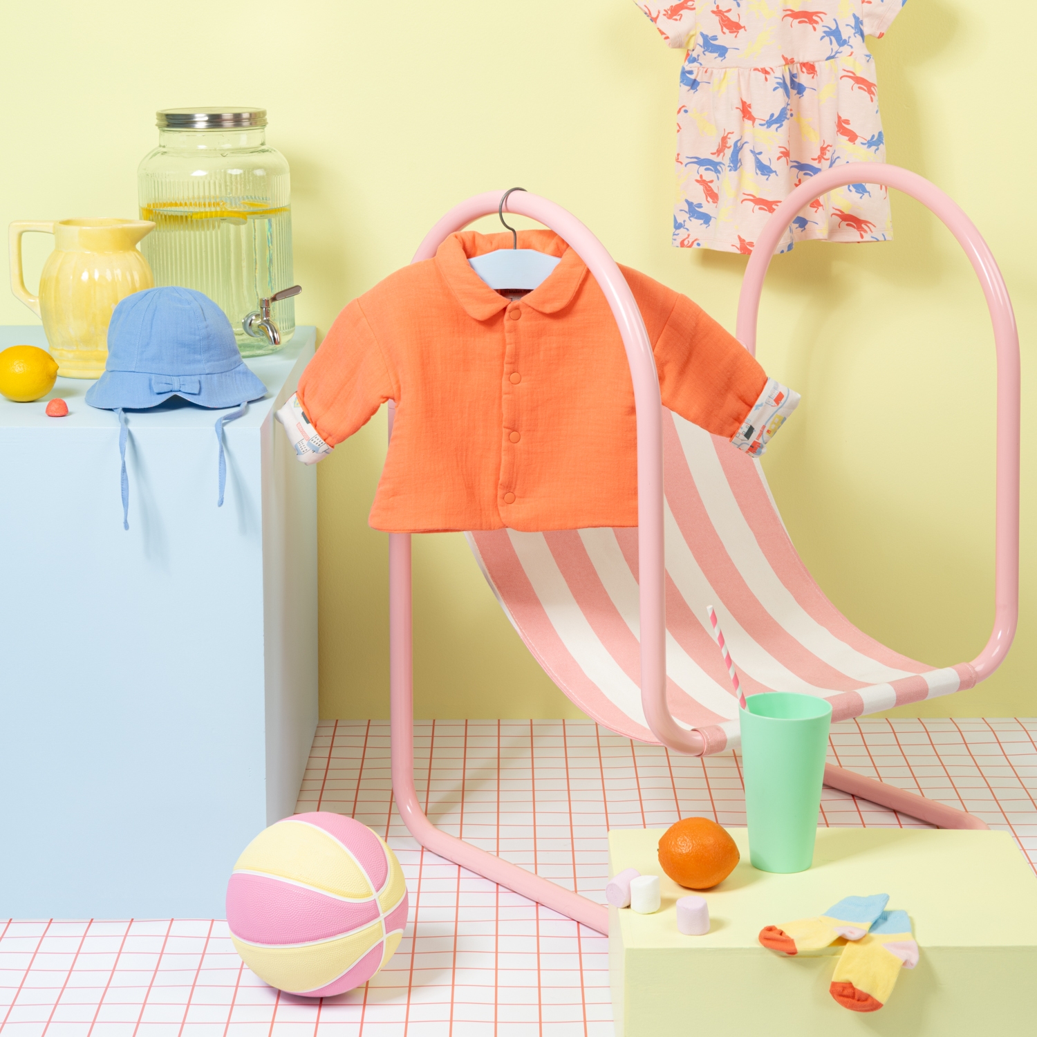 Robe rose imprimé chiens tricolores - Laura