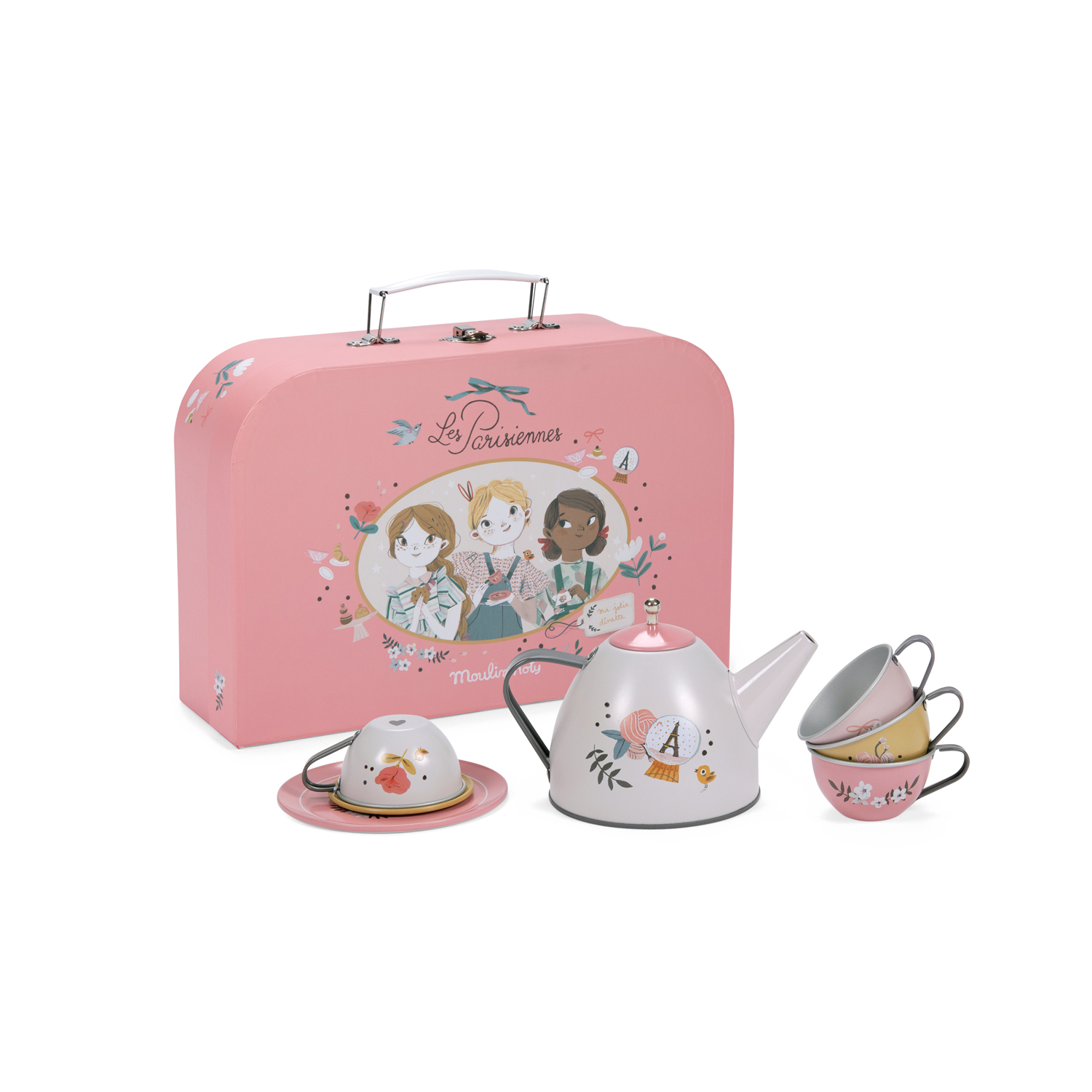 Valise dînette thé métal Les Parisiennes Moulin Roty