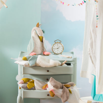 Doudou plat Oie lange beige Le voyage d'Olga MOULIN ROTY